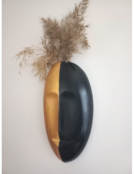 İki Renkli Soyut İnsan Yüzü Duvar Vazosu, Mask Duvar Süsü, Aksesuar Siyah-Gold İki Renkli Soyut İnsan Yüzü Duvar Vazosu, Mask Duvar Süsü, Aksesuar Siyah-Gold