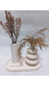 Dekoratif 3 Parça Tabaklı Vazo Set Beyaz Dekoratif 3 Parça Tabaklı Vazo Set Beyaz