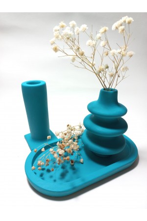 Dekoratif  3 Parça Tabaklı Vazo Set Random