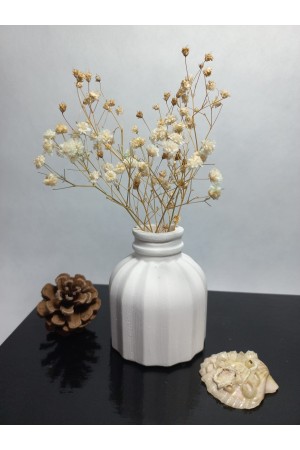 İnce Çizgili Vazo - Modern & Minimal Dekoratif Obje, Salon ve Ofis Çiçeklik, Beyaz İnce Çizgili Vazo - Modern & Minimal Dekoratif Obje, Salon ve Ofis Çiçeklik, Beyaz