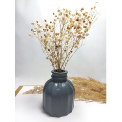 İnce Çizgili Vazo - Modern & Minimal Dekoratif Obje, Salon ve Ofis Çiçeklik,Gri 