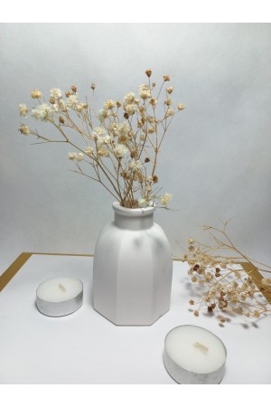Dekoratif Minimal Vazo, Ev ve Ofis Hediyelik Aksesuar, Çiçeklik Beyaz