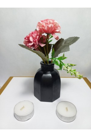 Dekoratif Minimal Vazo, Ev ve Ofis Hediyelik Aksesuar, Çiçeklik Siyah