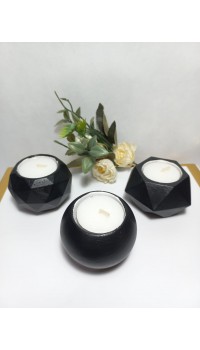 Geometrit Desenli Siyah 3'lü Mumluk Set, Dekoratif Masa Sehpa Üstü Aksesuar Geometrit Desenli Siyah 3'lü Mumluk Set, Dekoratif Masa Sehpa Üstü Aksesuar