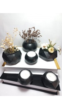 6 Parça Siyah Ev ve Ofis Aksesuarı Sukulent/Kaktüs Saksı, Mumluk Set Dekoratif Obje 6 Parça Siyah Ev ve Ofis Aksesuarı Sukulent/Kaktüs Saksı, Mumluk Set Dekoratif Obje