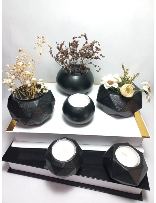 6 Parça Siyah Ev ve Ofis Aksesuarı Sukulent/Kaktüs Saksı, Mumluk Set Dekoratif Obje 6 Parça Siyah Ev ve Ofis Aksesuarı Sukulent/Kaktüs Saksı, Mumluk Set Dekoratif Obje